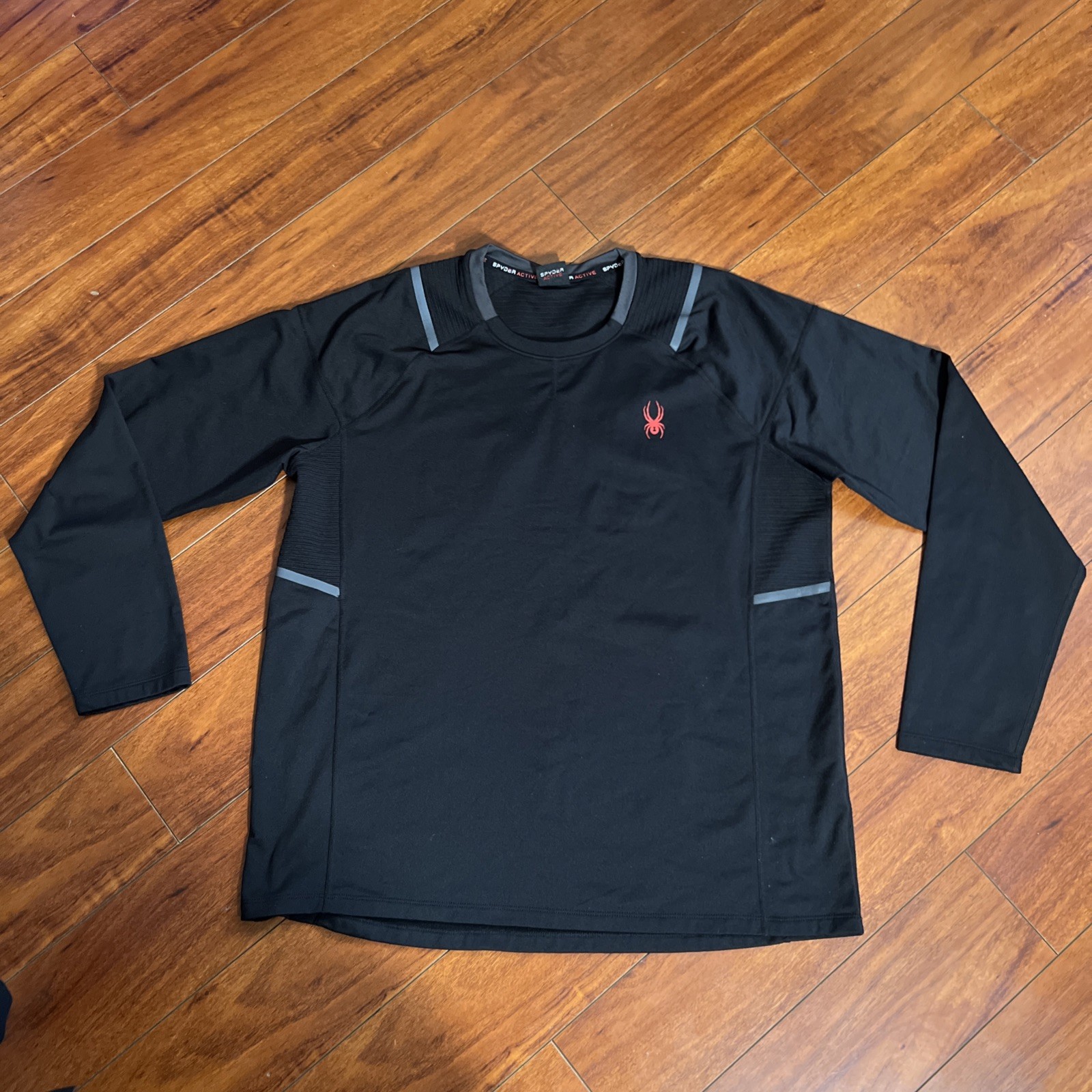 Spyder Men&rsquo;s Large Active Long Sleeve Tee T-Shirt ProWeb Microfleece Black EUC