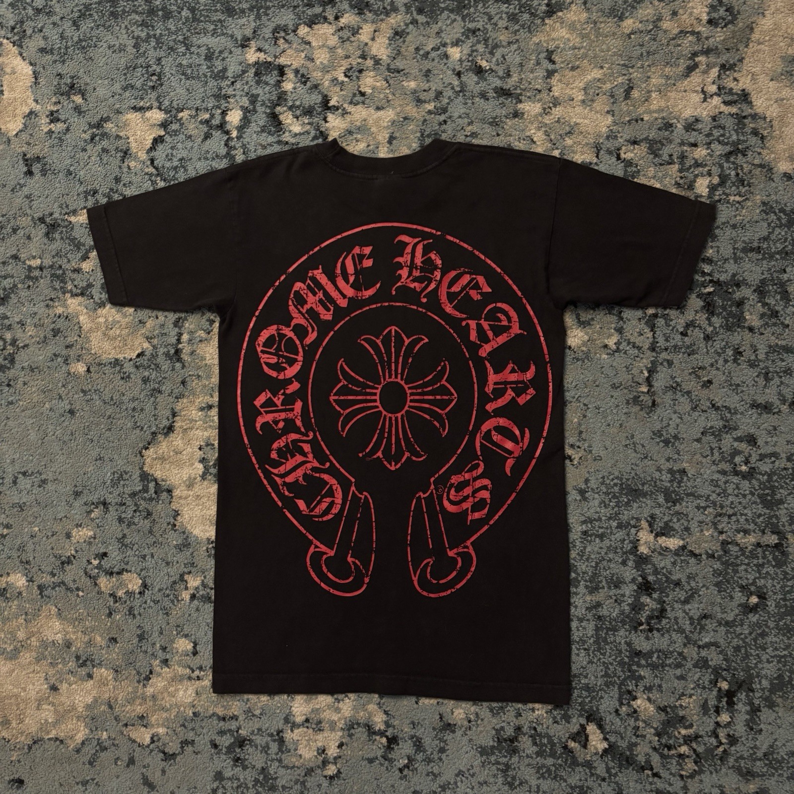 Chrome Hearts Early 2000s Red Horseshoe Scroll Tee Size Small