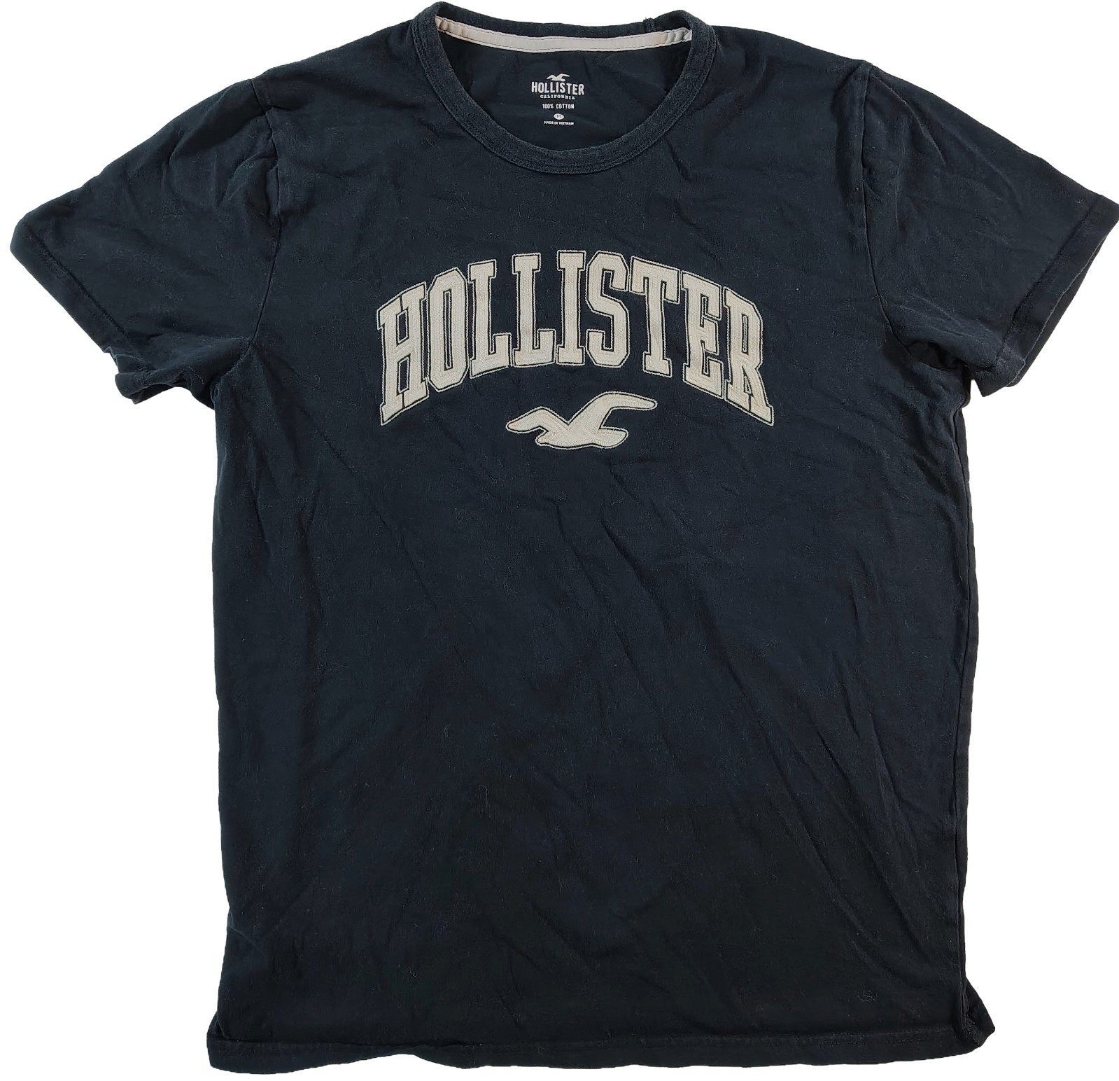 Men&rsquo;s Black Medium Hollister California Embroidered Logo Graphic T-Shirt