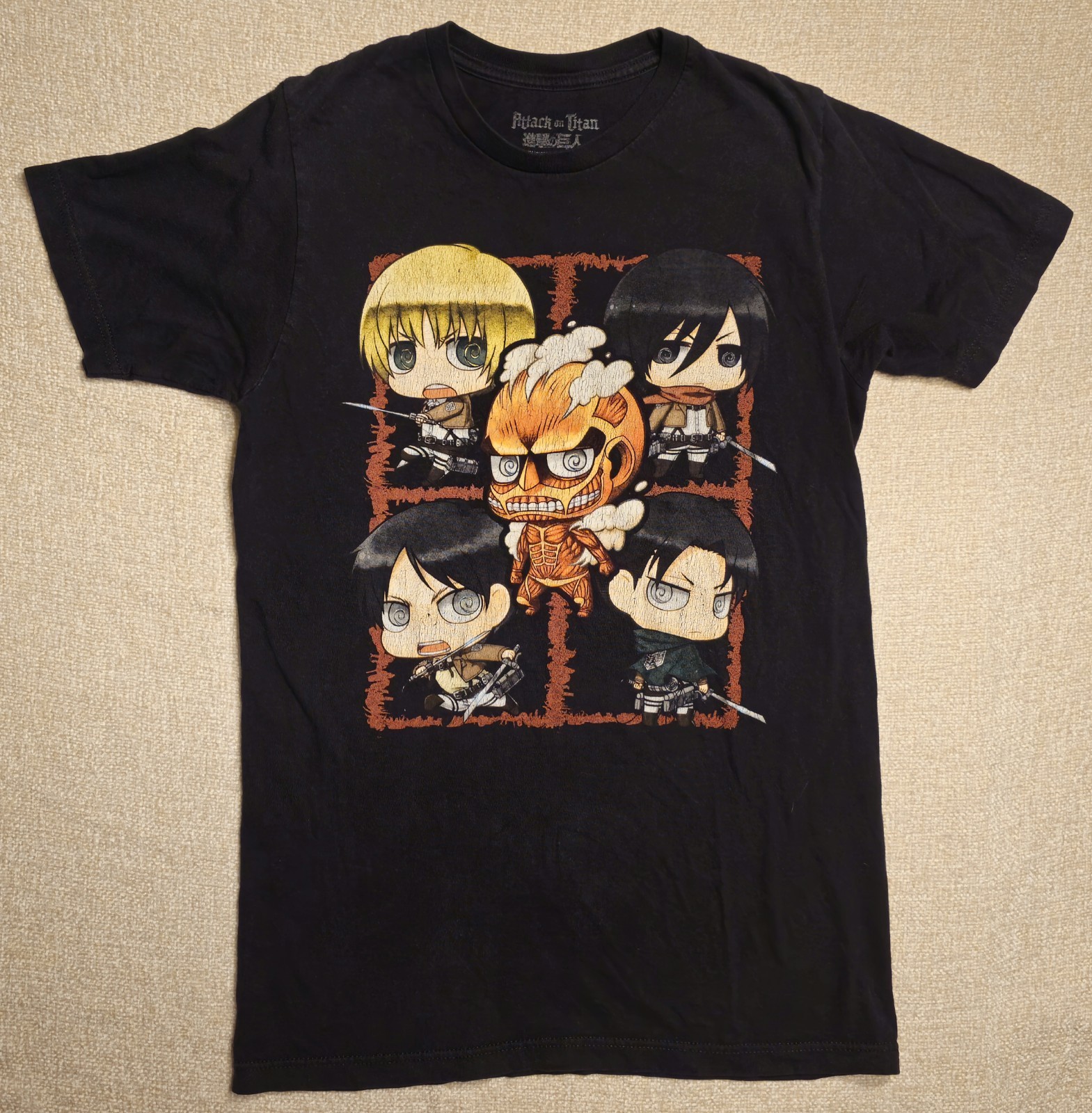 Ripple Junction Attack on Titan T-Shirt Black Size Small Chibi Anime