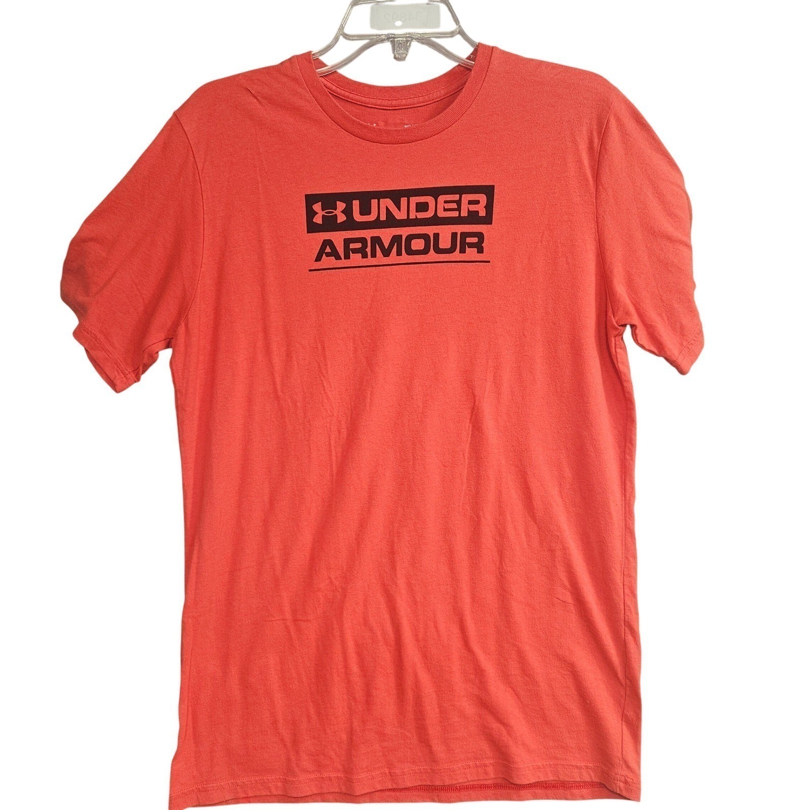 Under Armour Mens HeatGear Loose Fit Graphic Box Logo T-Shirt Orange Red MD