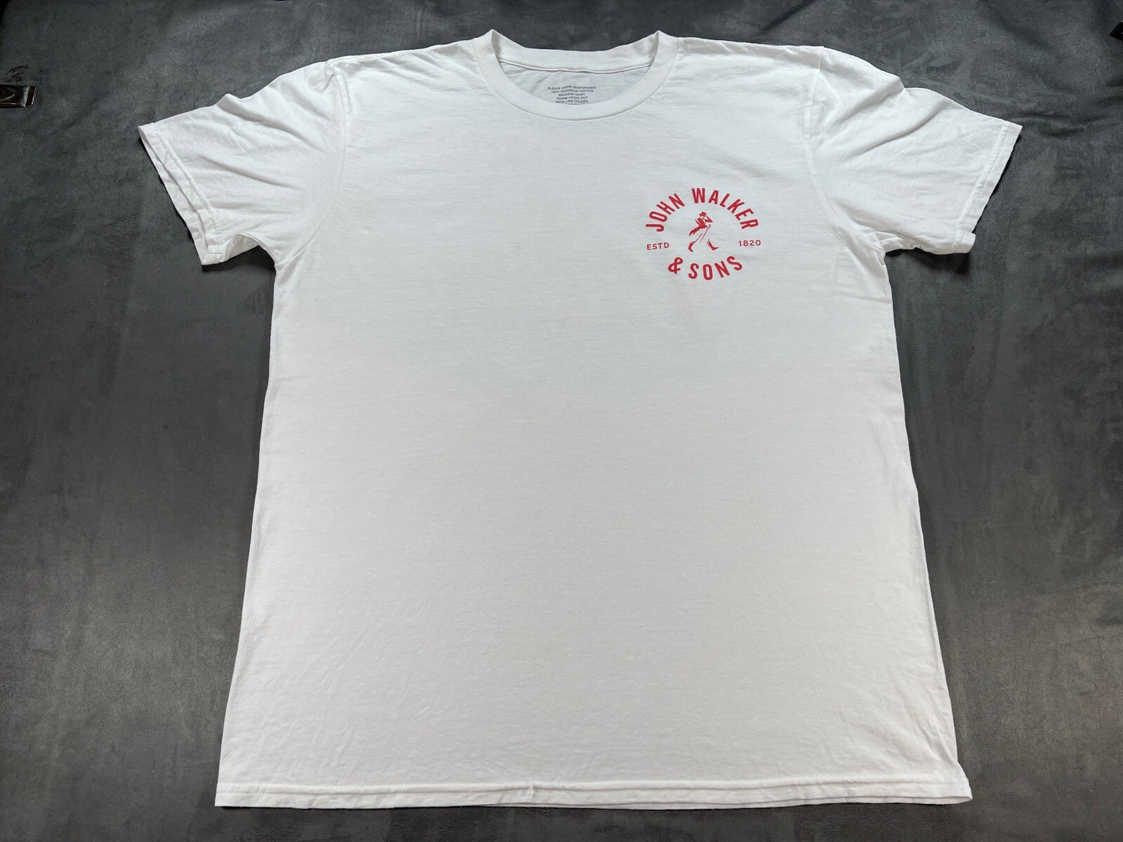 John Walker & Sons Thank You for Drinking With Us White distressed Shirt large