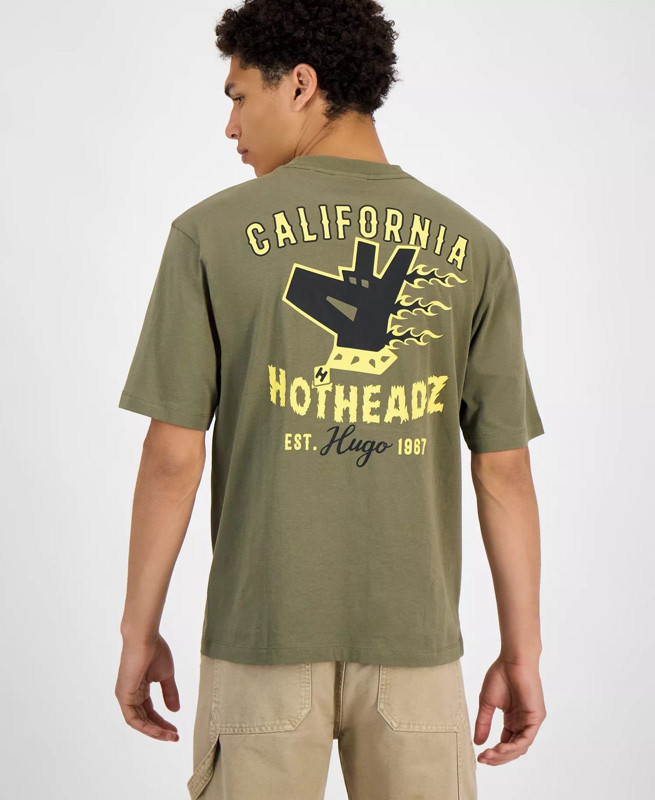 Hugo Boss Men&rsquo;s Nagulop Logo Graphic Cotton T-Shirt Green-Small