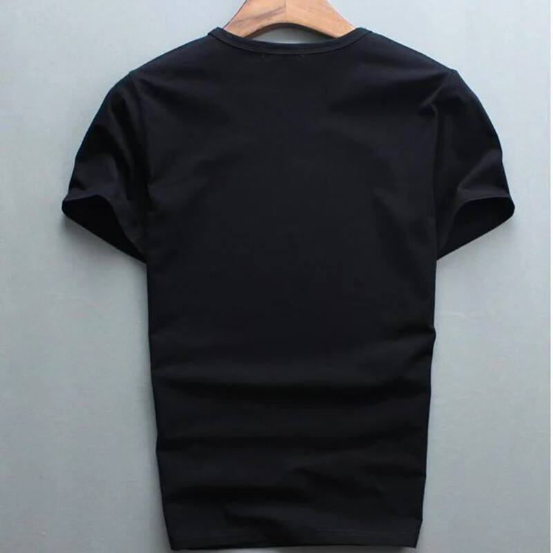 New Men Luxury Rhinestones Fashion Diamonds Black White T-Shirt High Quality