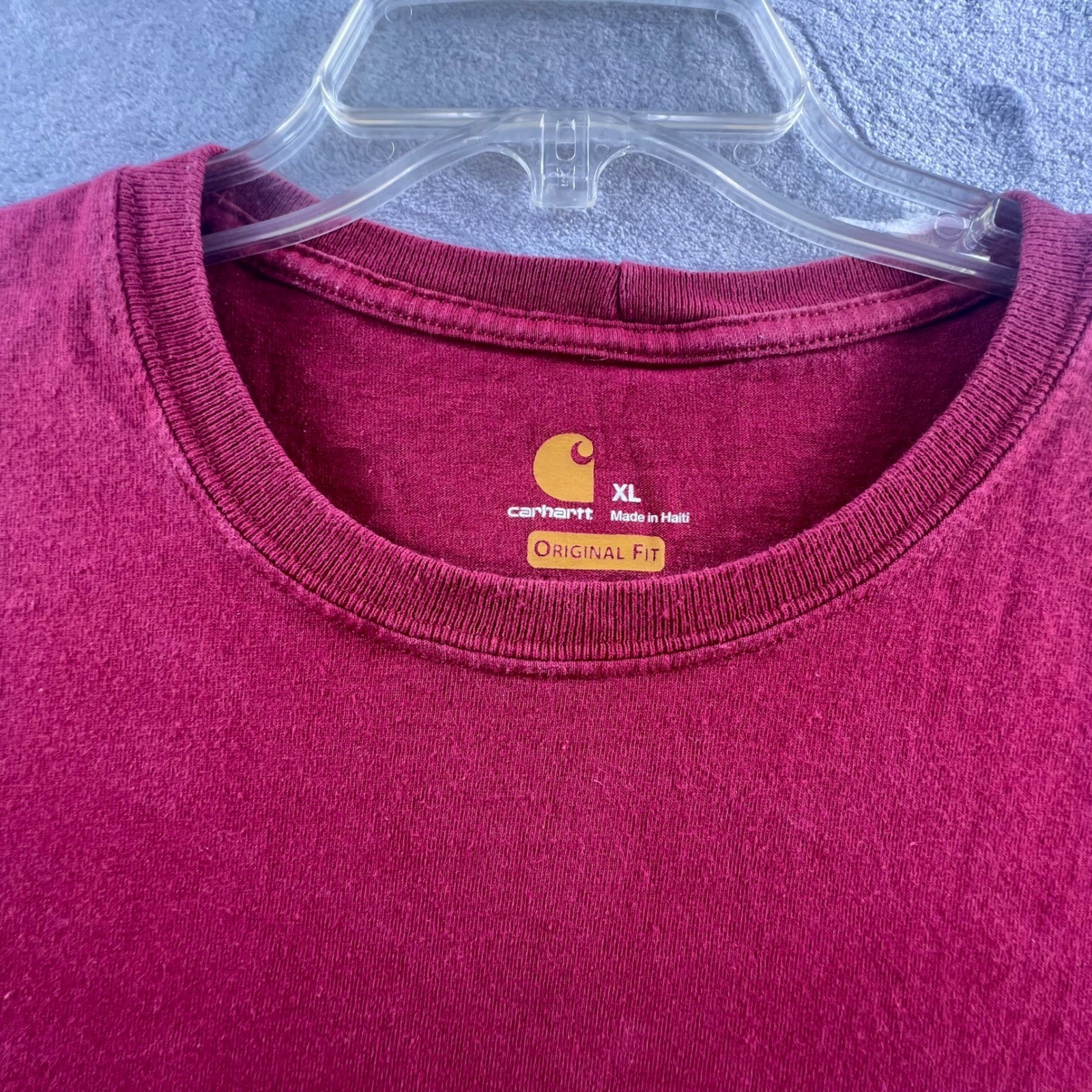 Carhartt T-Shirt Mens XL Red Long Sleeve Graphic Logo Original Fit K231