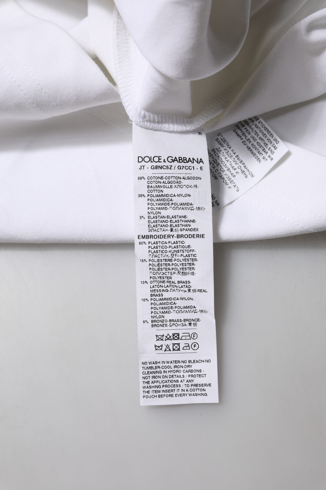 DOLCE & GABBANA T-shirt White Logo Embellish Short Sleeves IT52/US42/XL 1280usd