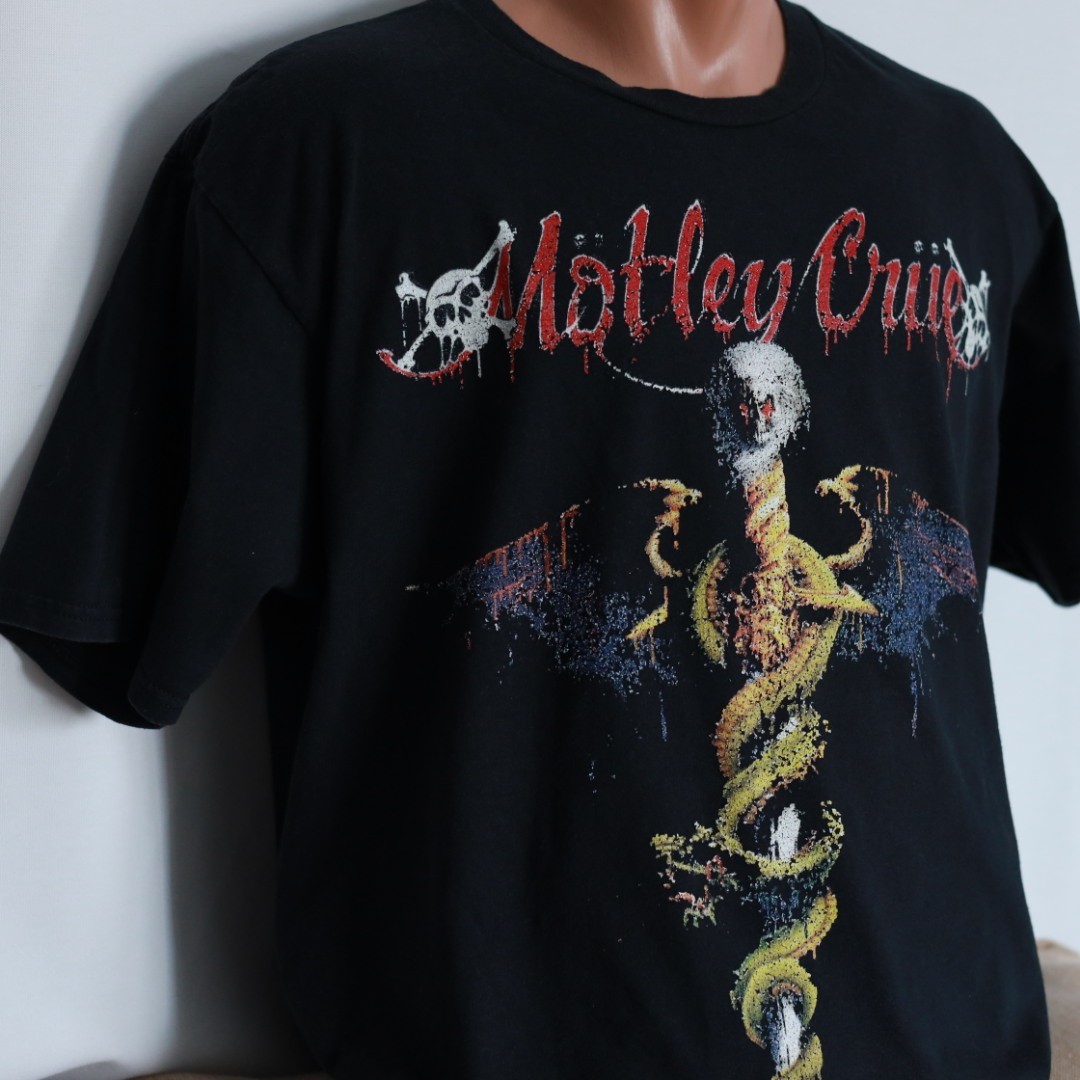 Motley Crue Dr Feelgood Band T-shirt Black Glam Heavy Metal Rock Graphic Mens L