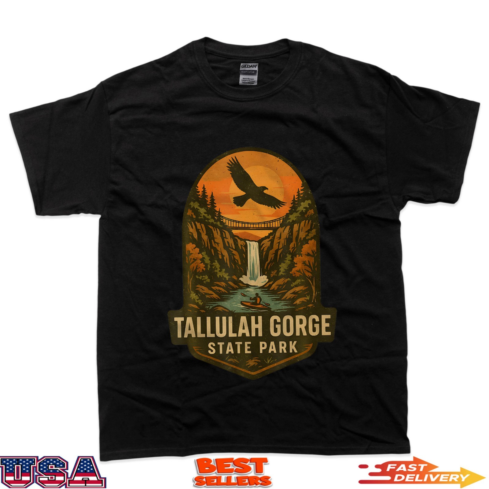 Tallulah Gorge Shirt Waterfall Bridge Kayak Georgia Park T-Shirt