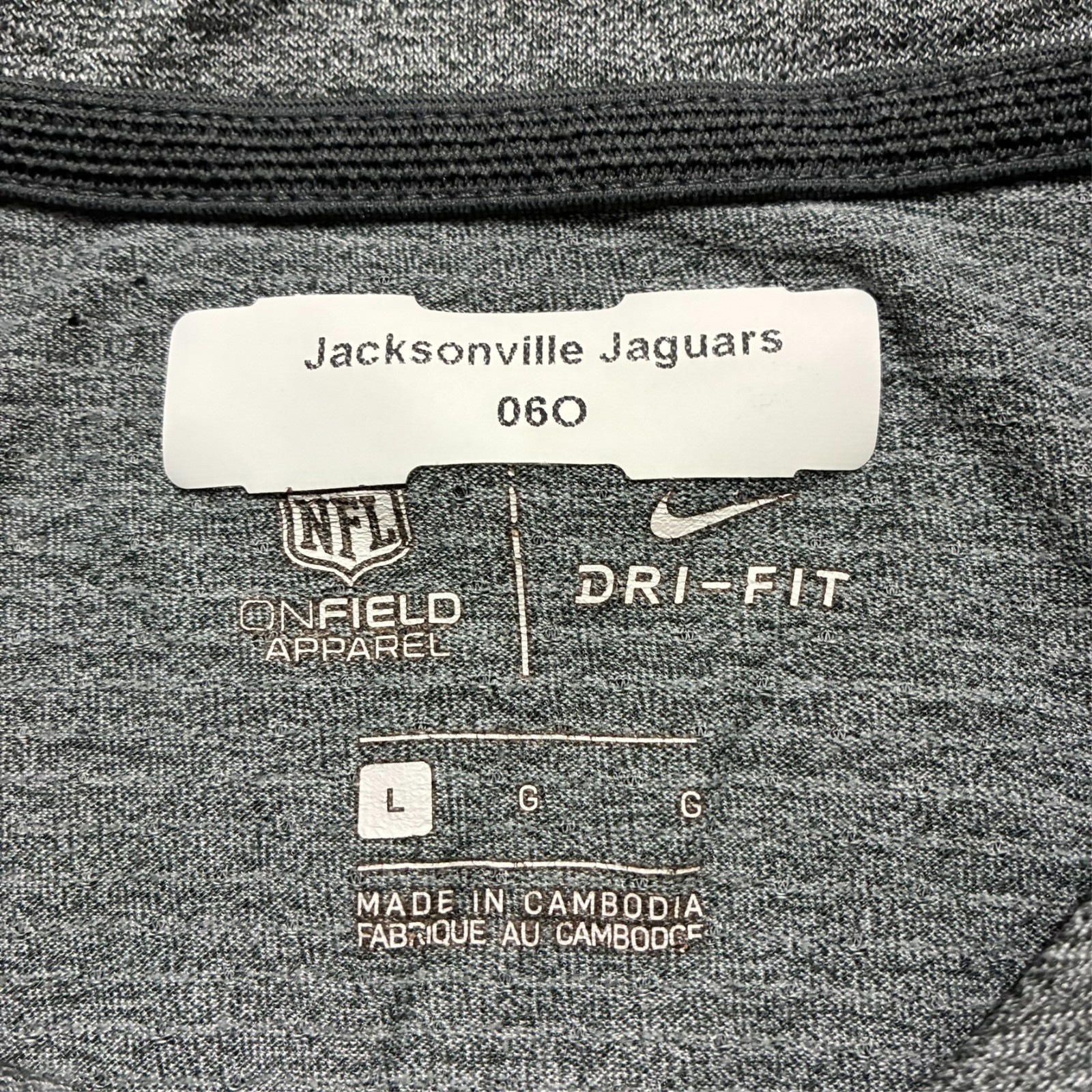 Jacksonville Jaguars Nike Dri-Fit Long Sleeve Shirt Mens Large Gray NFL On Field