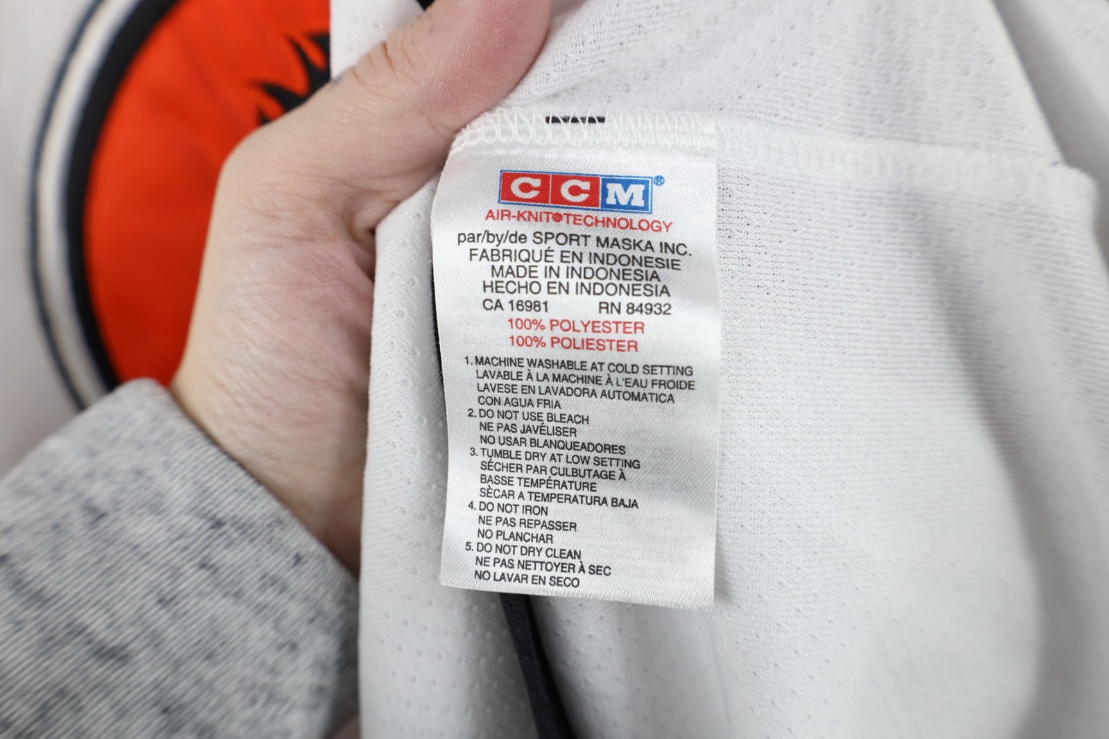 Vintage 90s CCM Mens XL Soul Patch Mesh Hockey Jersey Orange White Polyester