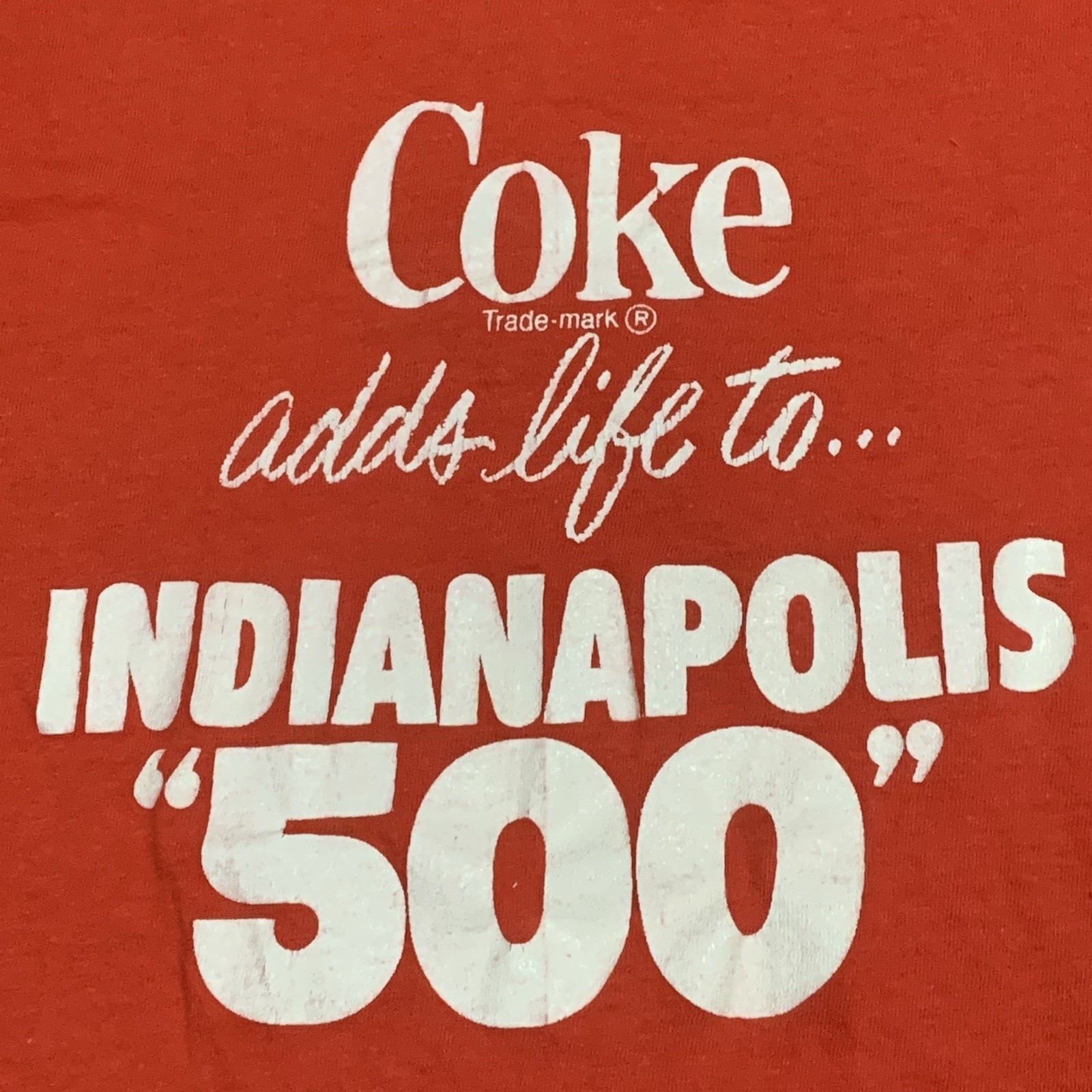70s Hanes Coca Cola SMALL Red Shirt Indianapolis 500 Soda Racing Promo Vintage