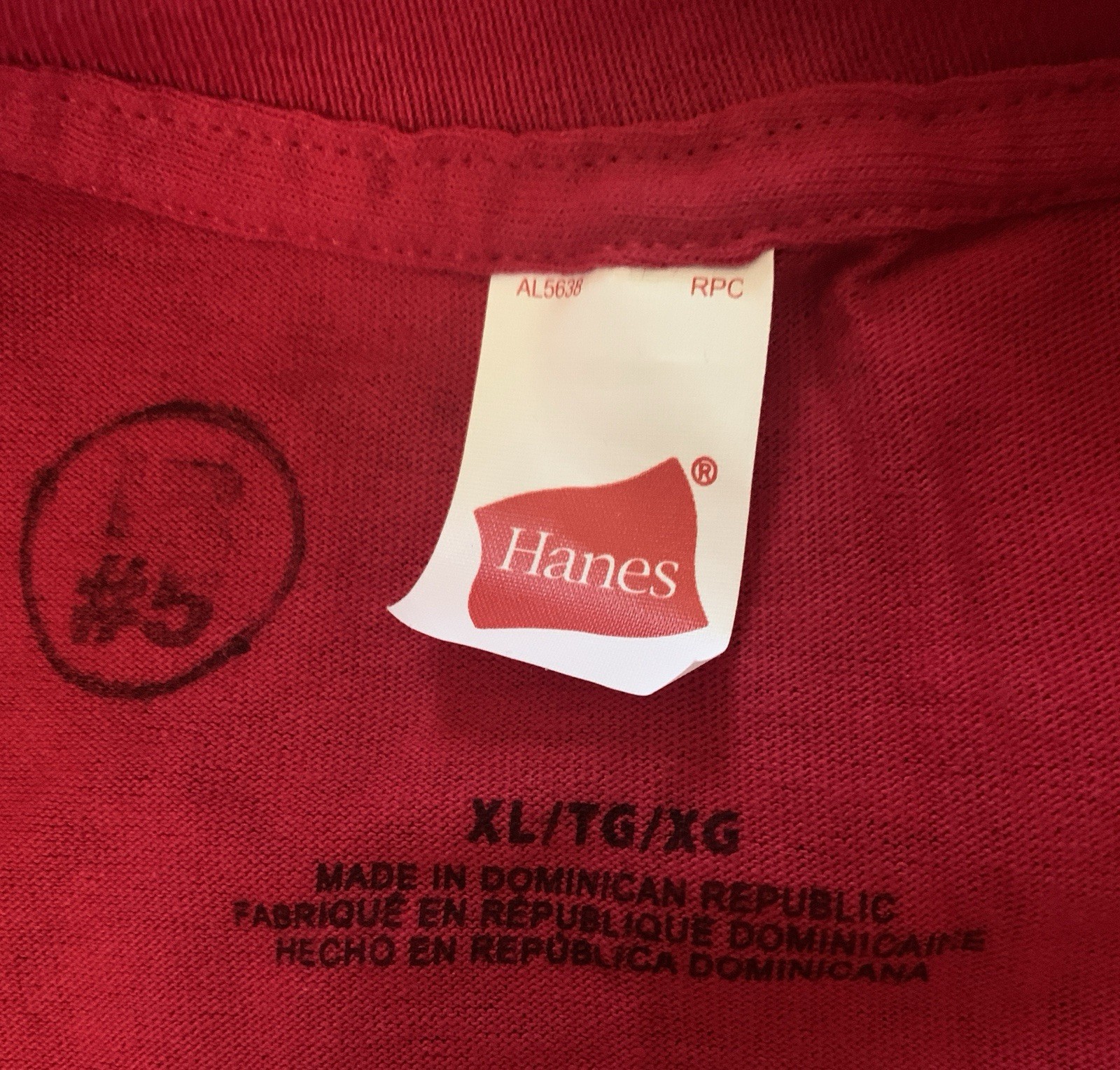 Hanes T-Shirts, 100% Cotton, Red Sz. XL/TG/XG