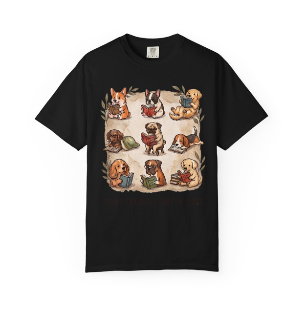 Funny Dog Reading Shirt Cute Dogs with Books Graphic Book Lover Animal Tee