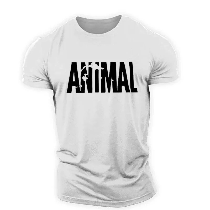 Men Muscle Gym T-Shirts Short Sleeve Workout Athletic Bodybuilding Animal Tee