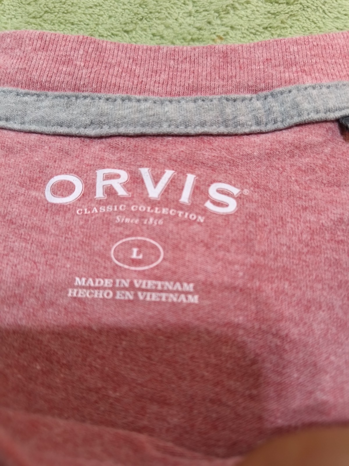 Orvis Men&rsquo;s Large T-Shirt Pink Heather American Flag Trout Fish Graphic Tee