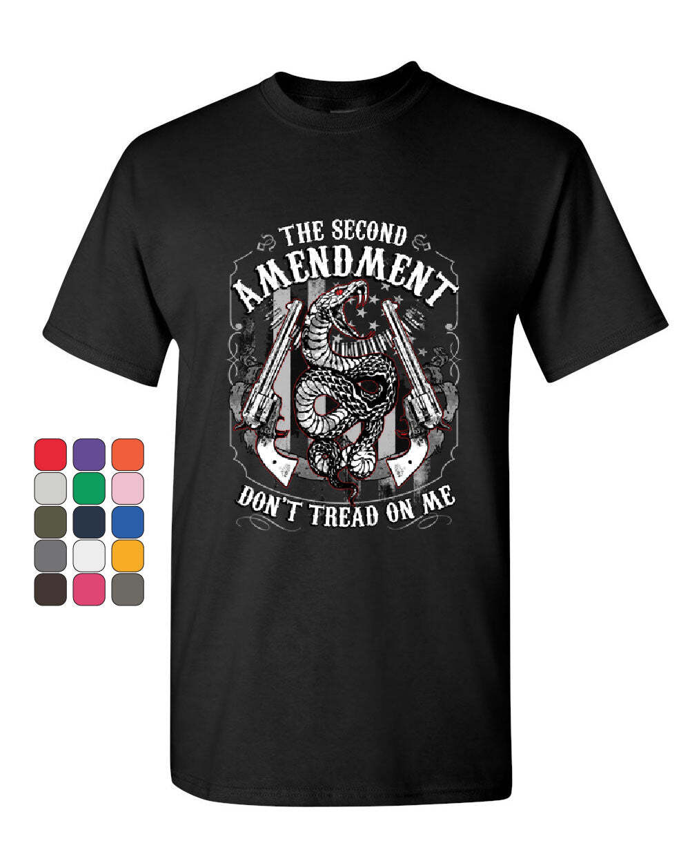 The Second Amendment T-Shirt Don&rsquo;t Tread on Me Gadsden Snake 2A Mens Tee Shirt
