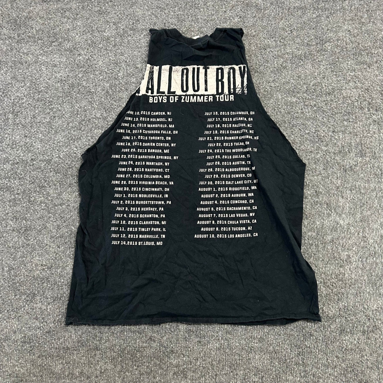 Fall Out Boy Tank Top Mens Size M Black Boys of Zummer Tour 2015 Graphic Muscle