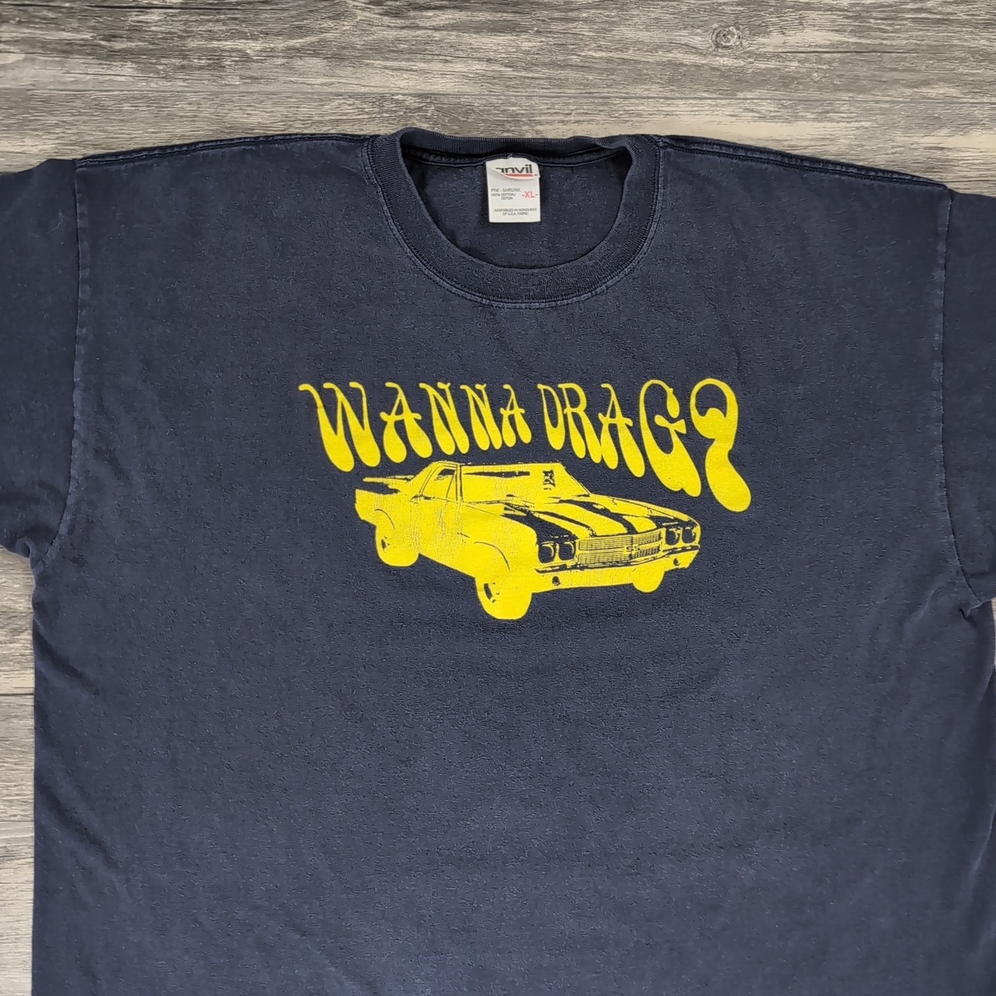 VTG « Want To Drag » Hot Rod Men&rsquo;s XL Anvil Tag Shirt Early 90s Late 80s