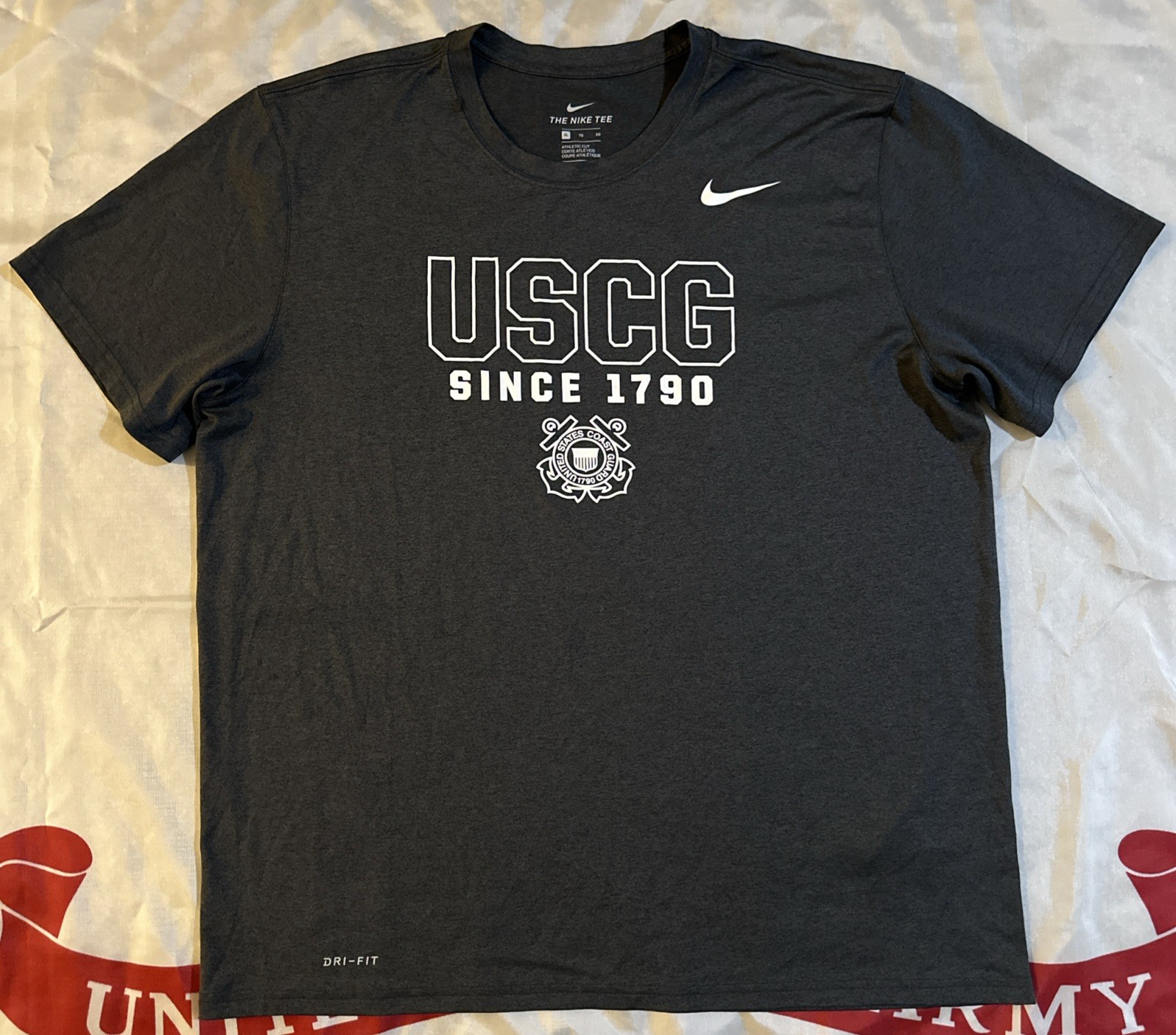 Nike United States Coast Guard USCG Men’s XL DRI-FIT Gray T-Shirt Military Tee