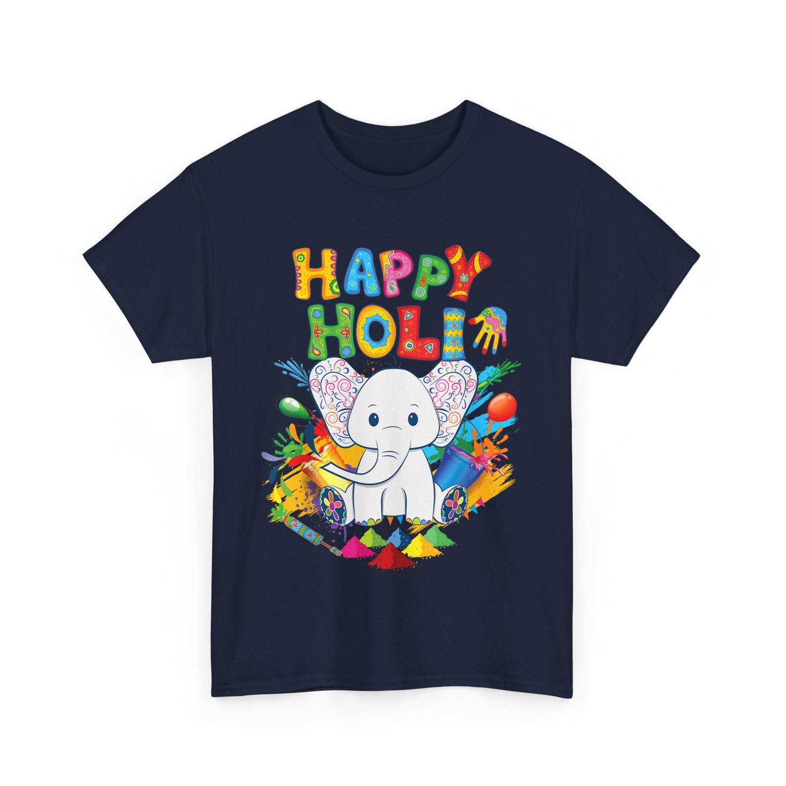 Happy Holi Festival Shirt, India Color Elephant Hindu Women Men Cute Shirt