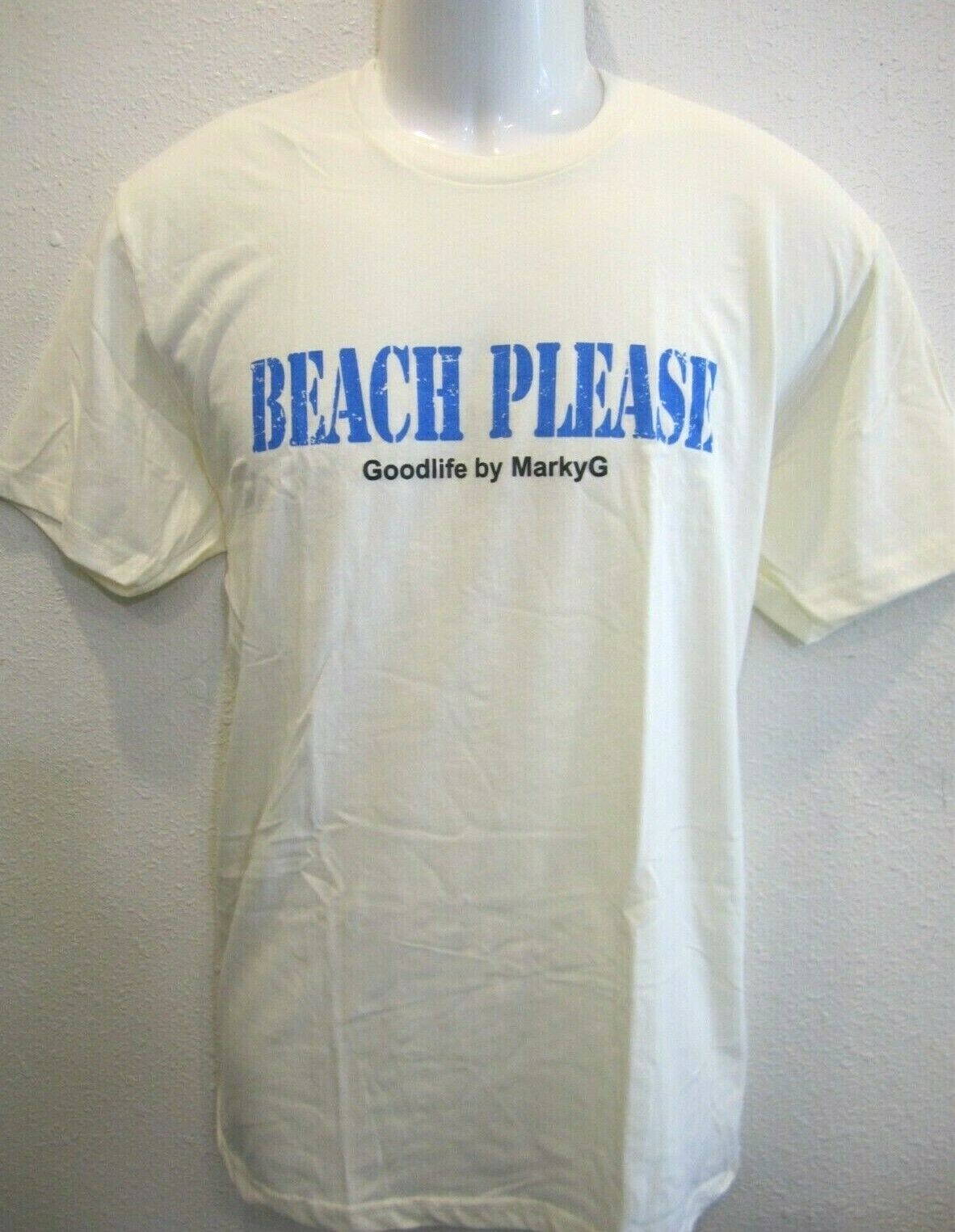 Marky G Men&rsquo;s Beach Please Graphic Short Sleeve Crew-Neck T-Shirt Natural Size L
