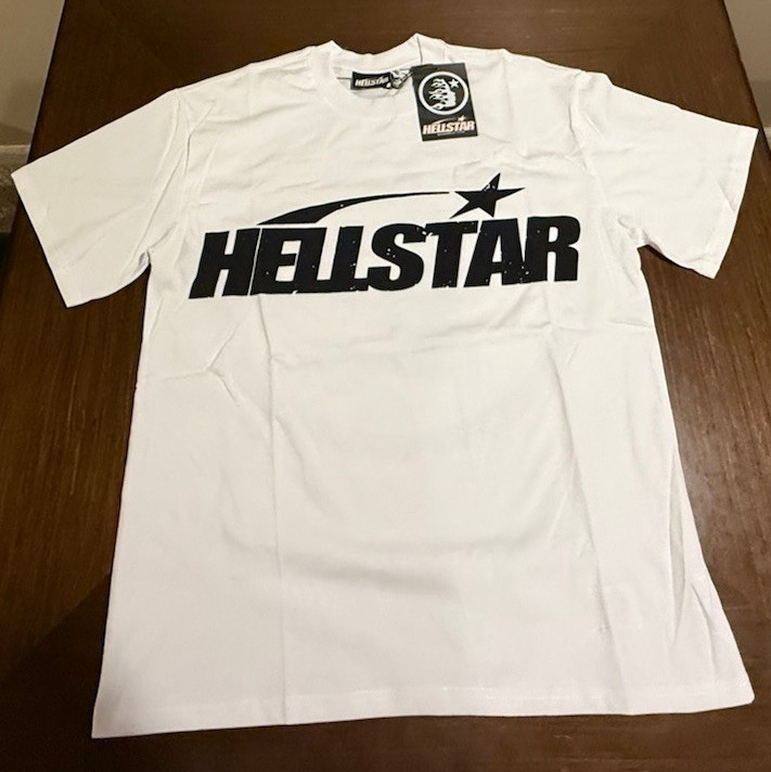 Hellstar Men&rsquo;s Graphic Logo Crew Neck Short Sleeve Cotton T-Shirt White/Black M