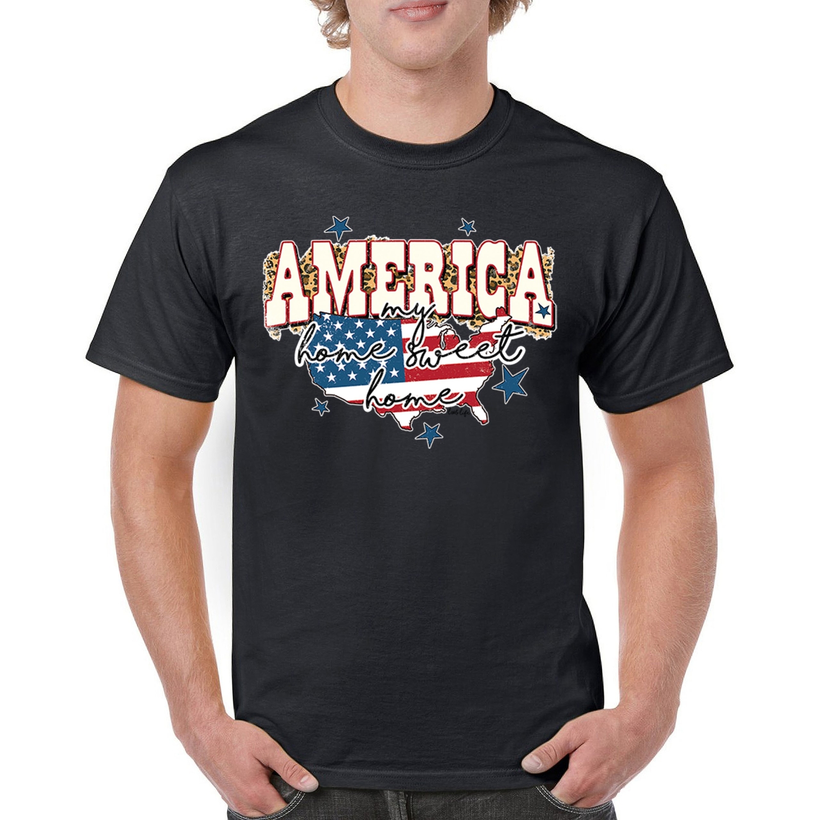 America My Home Sweet Home T-shirt 4th of July Patriotic Flag Pride Men&rsquo;s Tee
