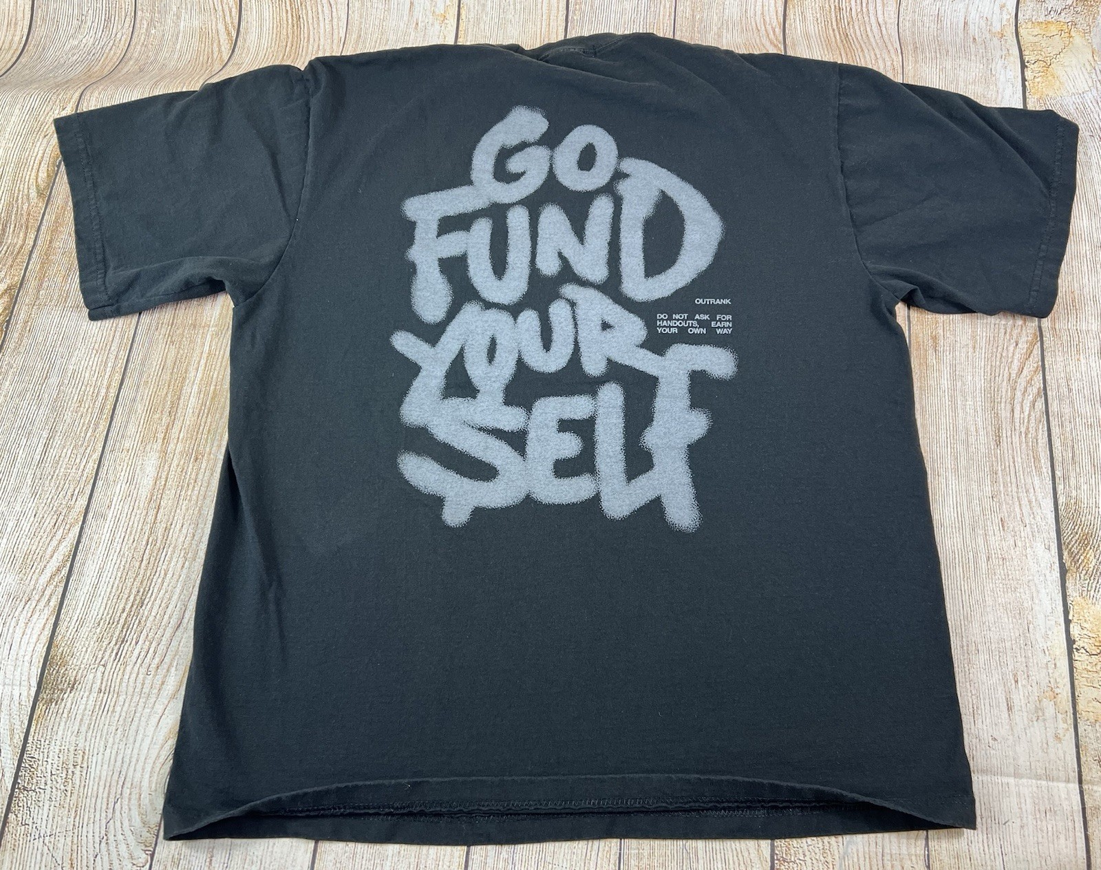 Mens Outrank Go Fund Yourself Ultra Heavyweight Black T Shirt Size XL