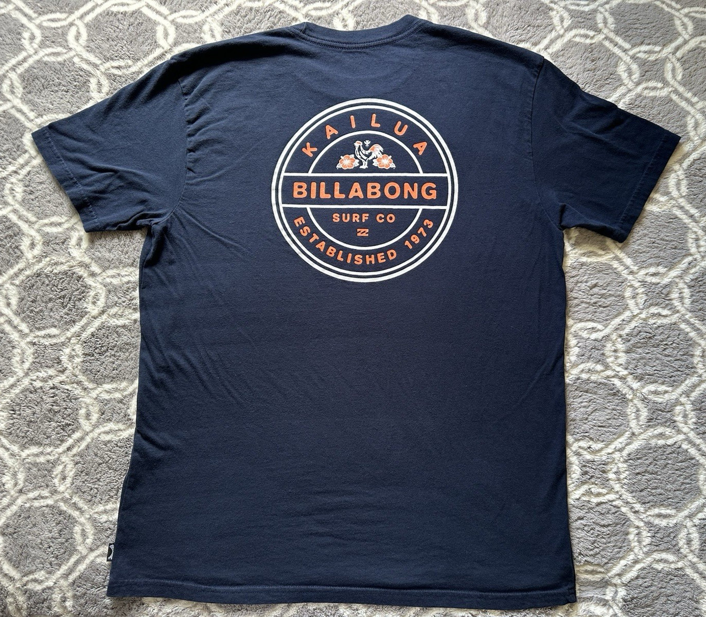 Billabong Premium Tee Navy Sz L Graphic Logo Kailua Surf Skate Beach