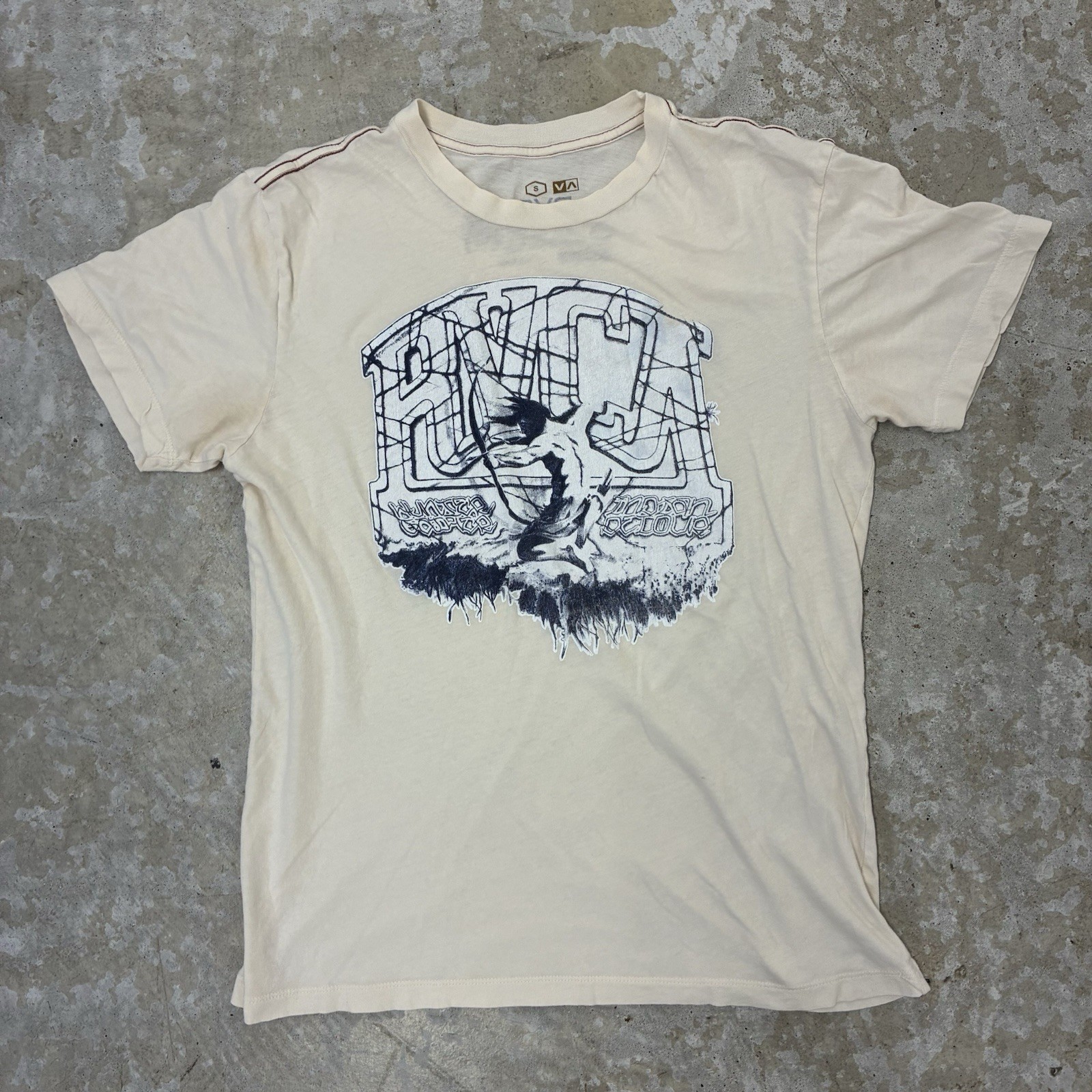 Vintage RVCA ANP Kevin Arcell Mens S Ivory Red Stitch Artist Network Program