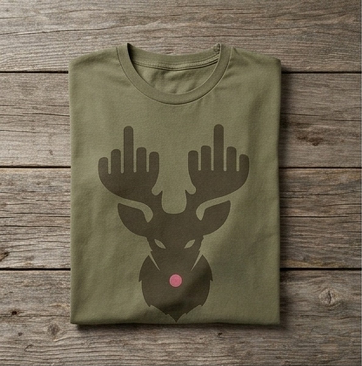 Reindeer Middle Finger Graphic T-Shirt