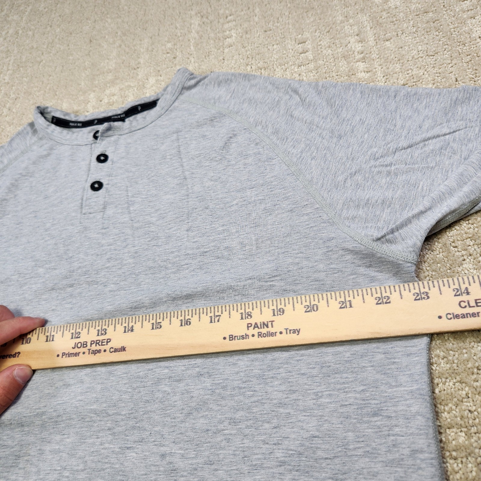 Public Rec Shirt Men XL Gray Go To Henley Pima Cotton Stretch Blend Long Sleeve