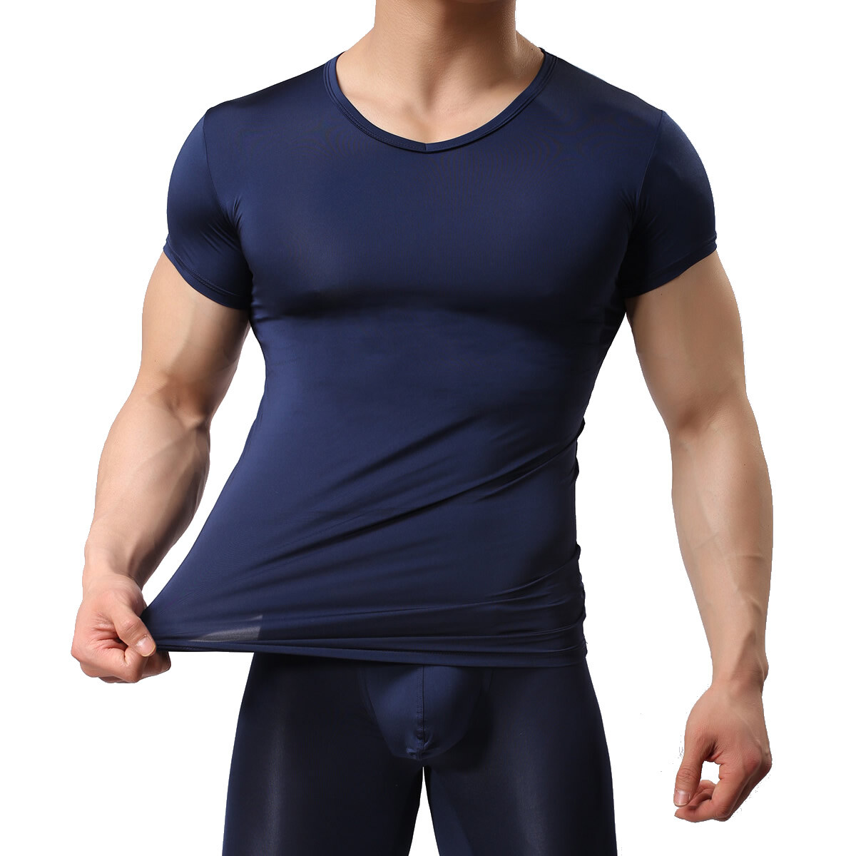 Men&rsquo;s T-Shirt Gym Tops Slim Fitness Basic T-shirt Bodybuilding Tight V-Neck Tee