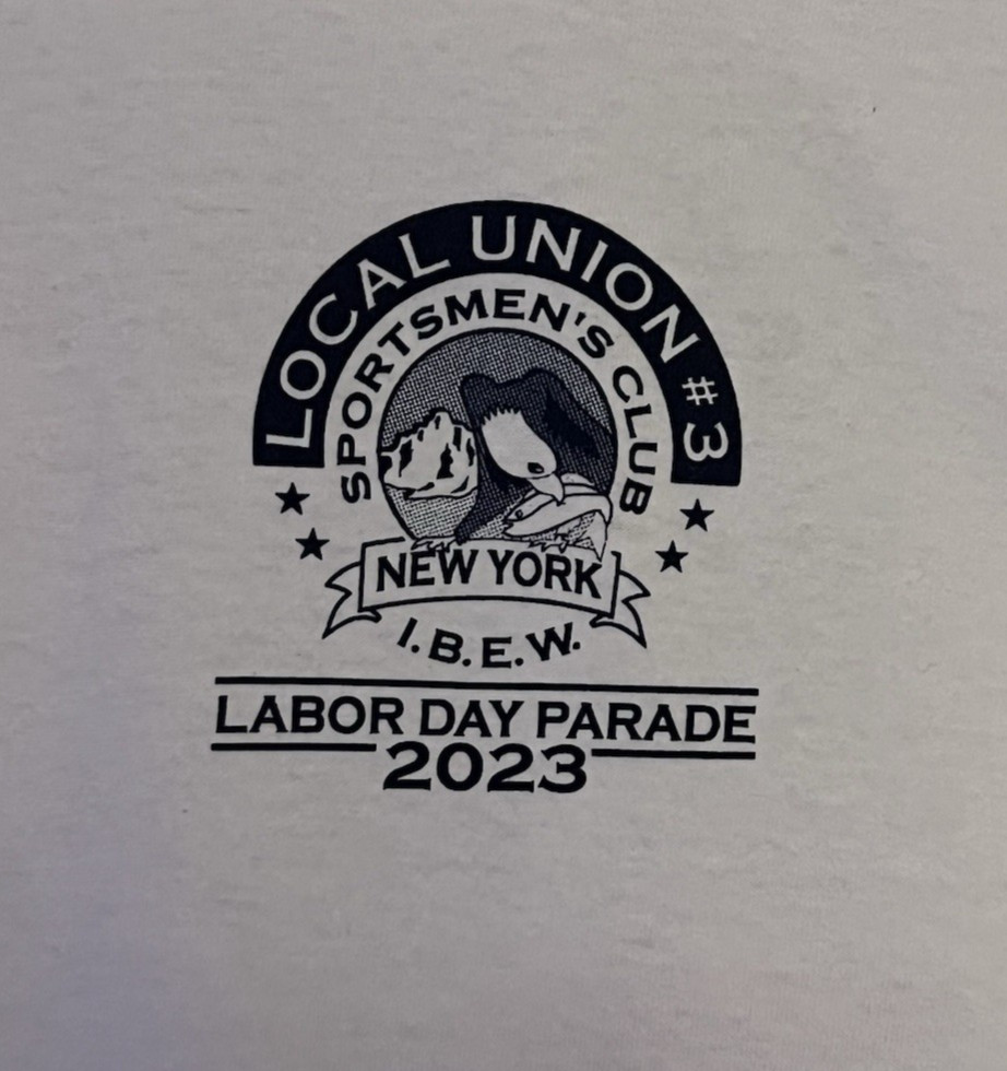 Bayside Local 3 Electrical Workers Union Double Sided White T-Shirt Size Small
