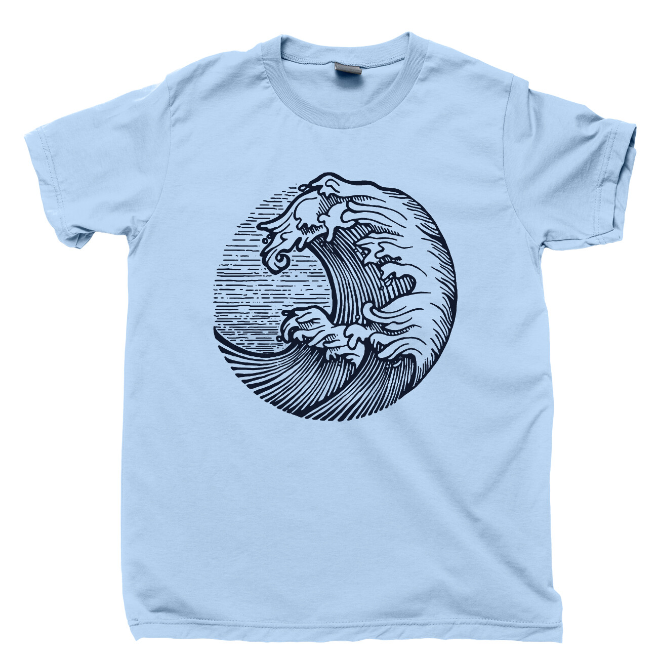 Ocean Waves T Shirt Deep Blue Sea Diving Sailing Surfing Beach Conservation Tee