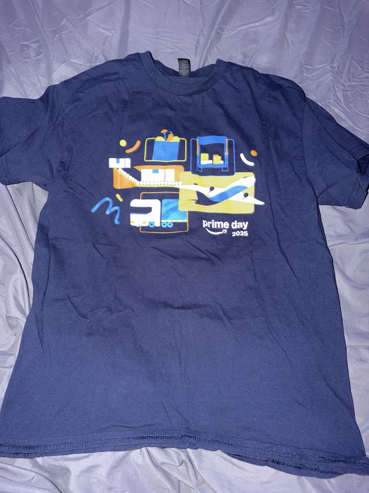 Amazon Prime Day 2025 Graphic T Shirt Navy Blue Heavy Cotton Men&rsquo;s Medium