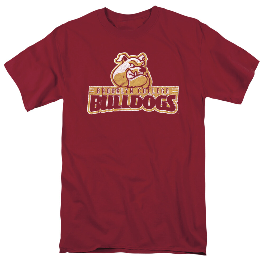 Brooklyn College Adult T-Shirt Distressed Primary Logo, Garnet, S-3XL