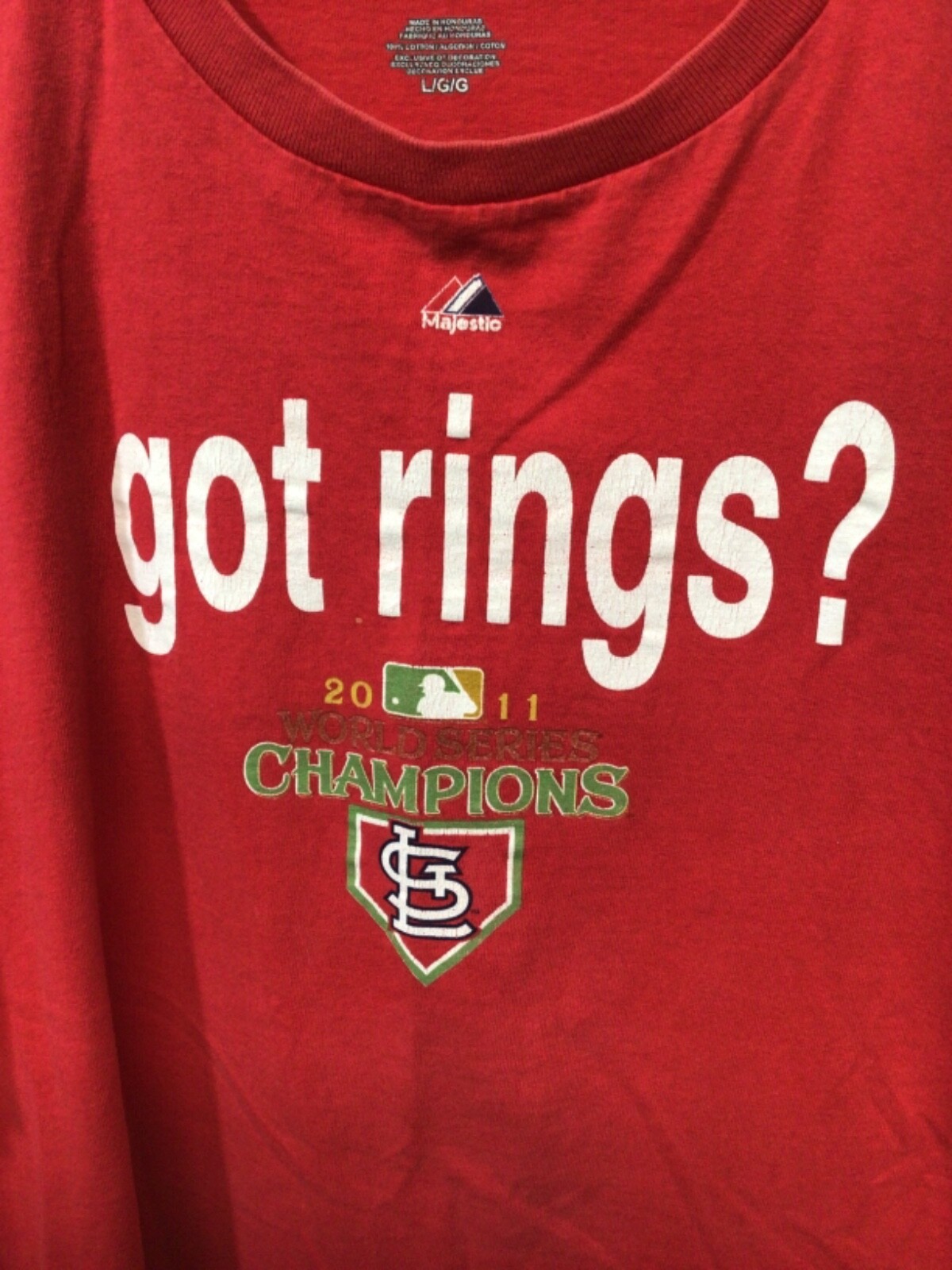 St Louis Cardinals 2011 World Series Champions Red Large T Shirt MLB Licensed
