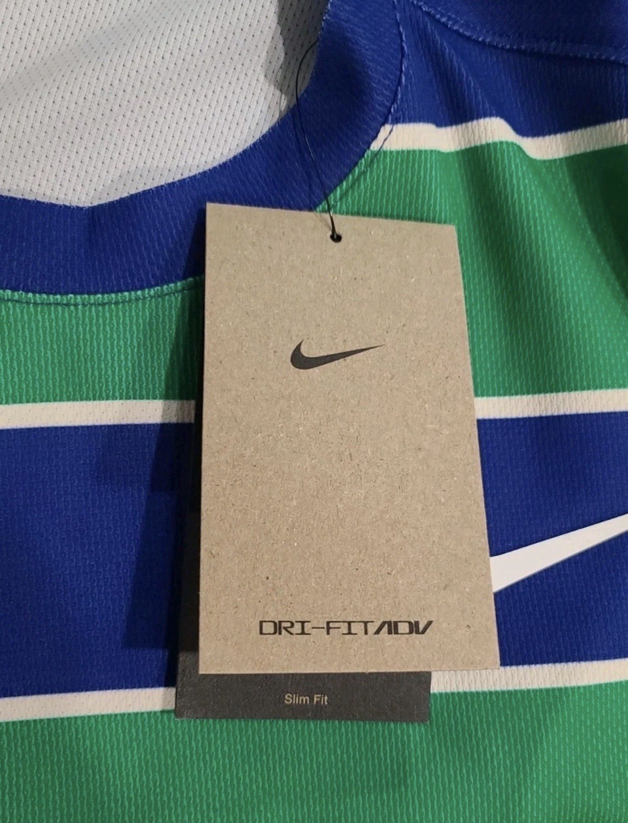 Nike Court Slam Dri-FIT ADV Tennis Top Shirt Blue Green FZ6934-539 Men’s Large L
