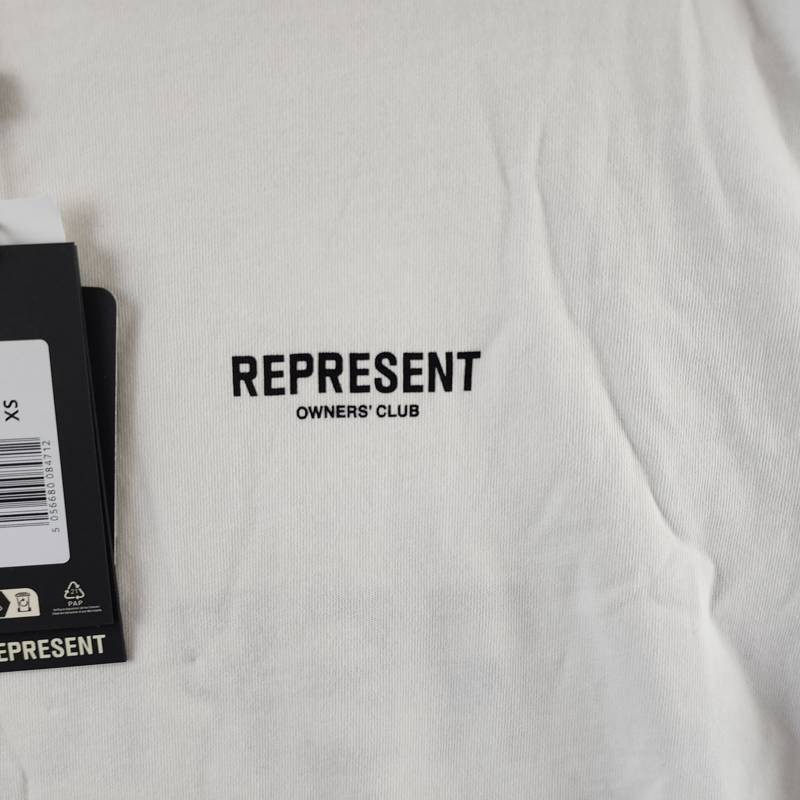 REPRESENT Owners Club Oversized Fit T-Shirt Mens XS Flat White Crewneck Pullover
