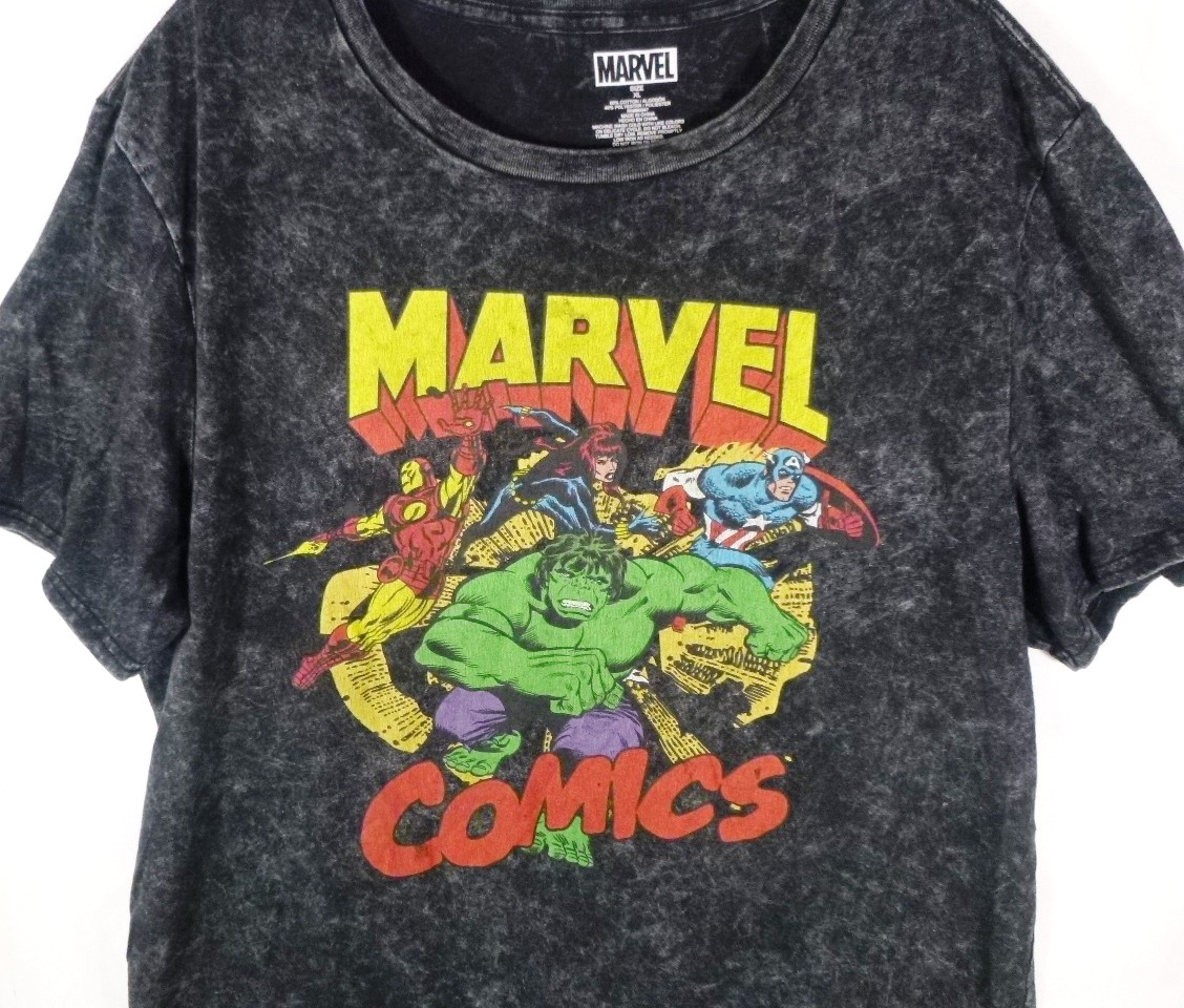 Marvel Comics Character T-Shirt-Mens XL Extra Large-Slim-Black-Short Sleeve