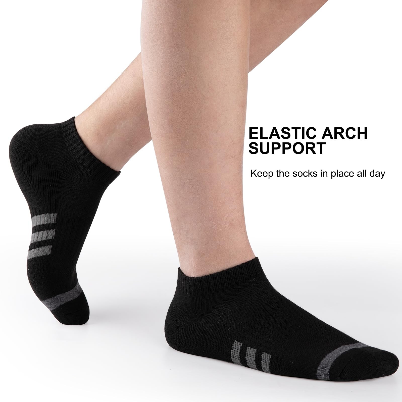 12 Pairs Men&rsquo;s Black Ankle Socks Low Cut Athletic Cushion