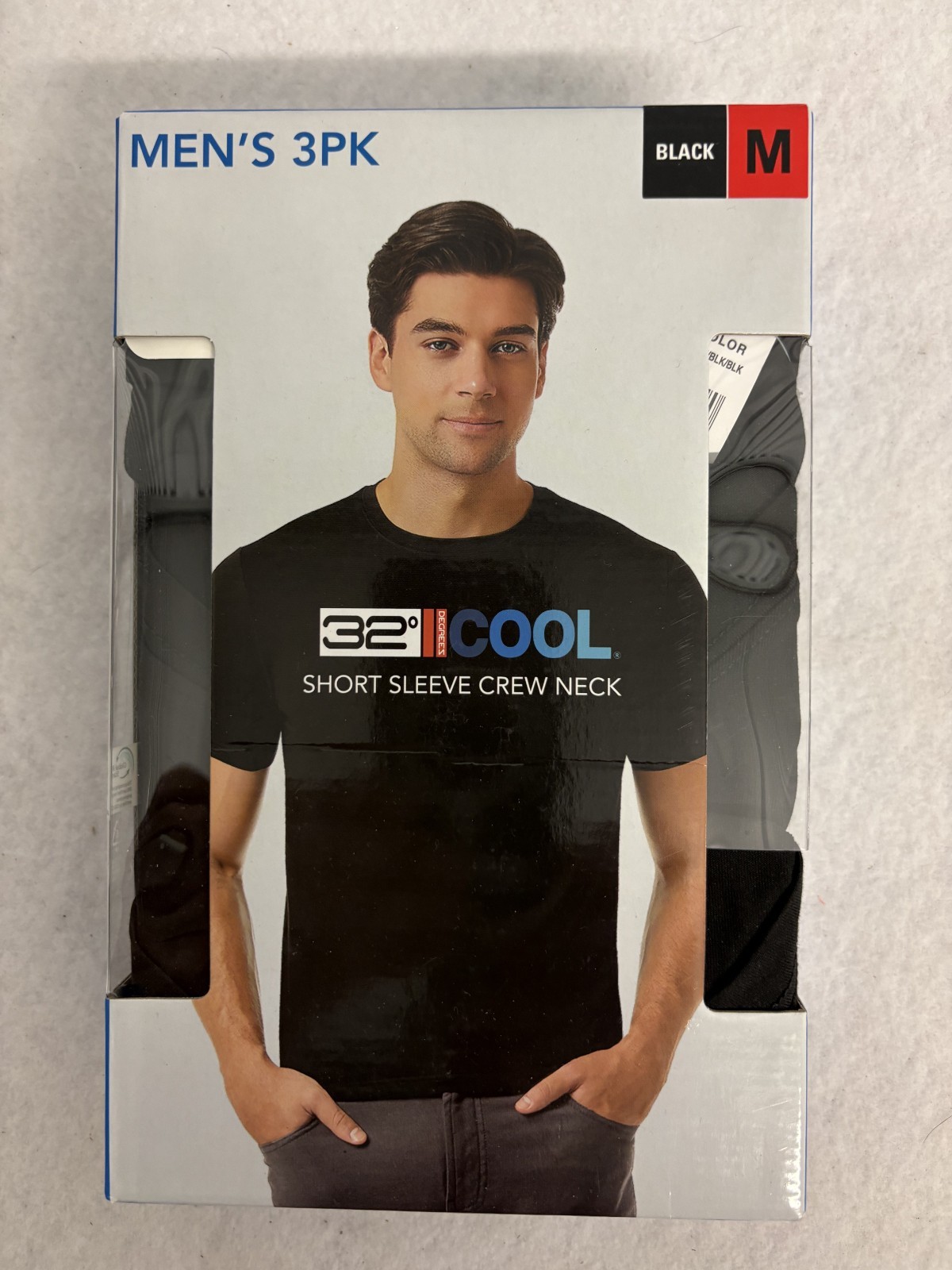 32 Degrees Cool Men&rsquo;s T-Shirt 3 Pack Quick Dry Stretch Crew Neck New Black