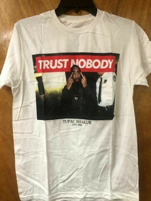 TUPAC SHAKUR (1971-1996) TRUST NOBODY 2PAC White T-SHIRT Tee Sz ~ S SM
