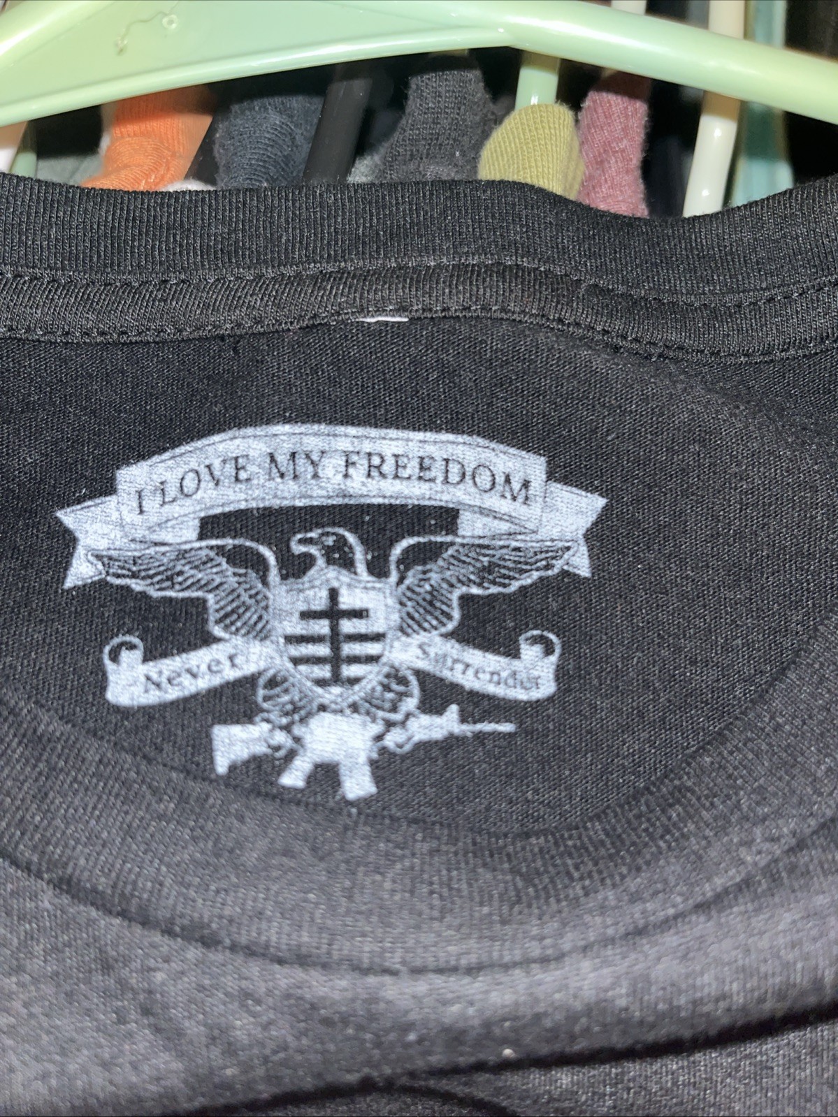 Authentic, I Love My Freedom Donald Trump Deportation Small Crewneck T-Shirt