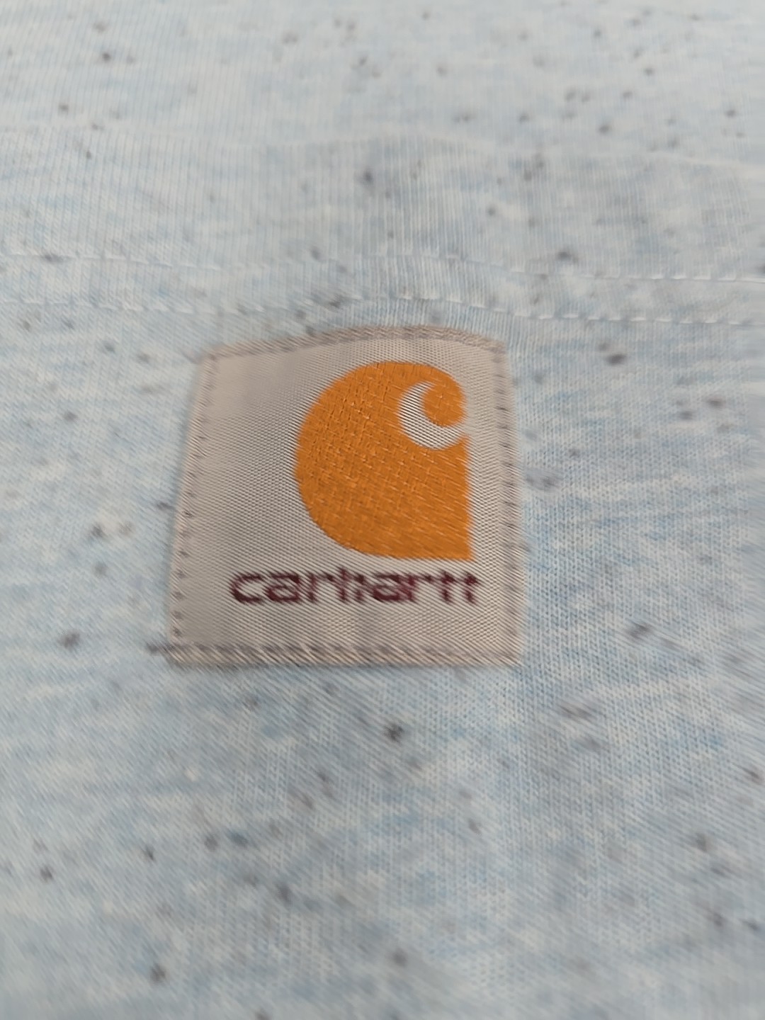 CARHARTT Short Sleeve Loose Fit T-Shirt Blue Flecked Patch Pocket Men&rsquo;s Large