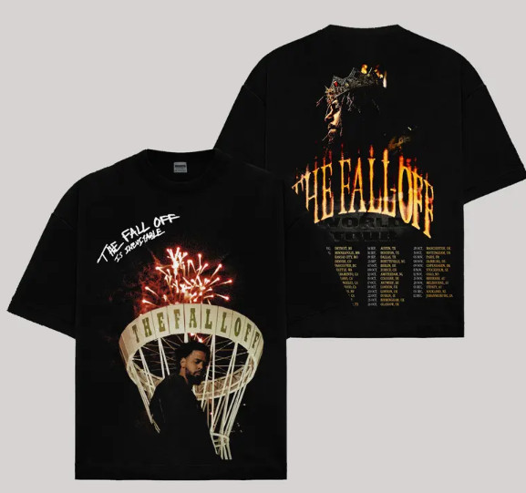 New J Cole The Fall World Tour 2026 short sleeve black 2 side Shirt VK10792