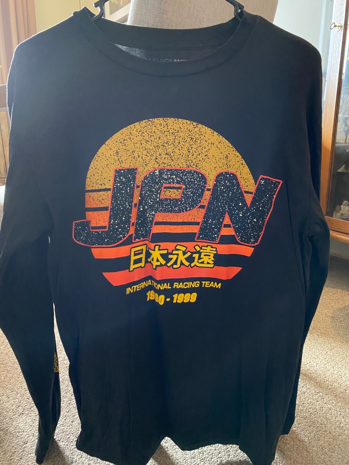 Fashion Nova Men JPN International Racing Team 1990-1999 Black Shirt Size M