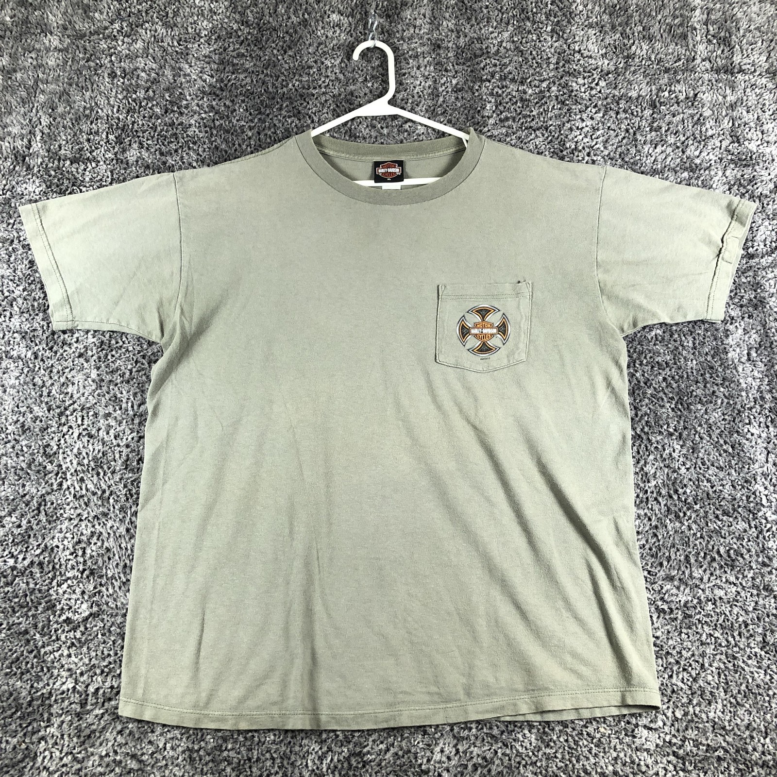 Harley-Davidson Shirt Mens XL Green Pocket Logo Atlanta Georgia Dealer Tee USA