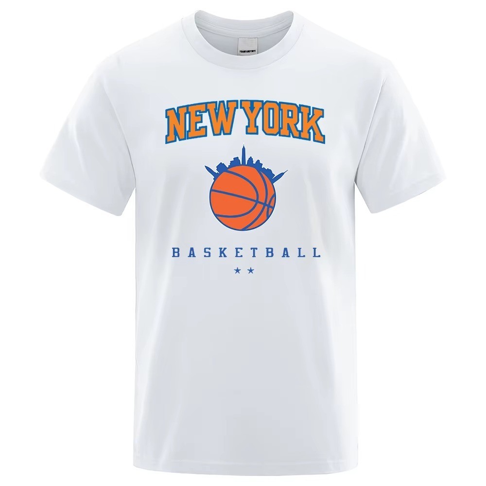New York Basketball Streetwear Men&rsquo;s Oversized Breathable Cotton T-Shirt